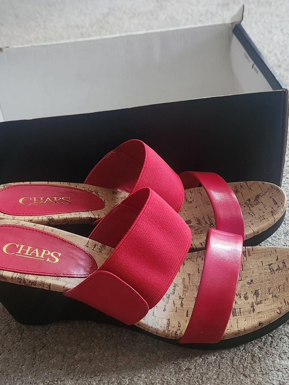 Chaps Women's Red Cork Wedge Sandals 8.5